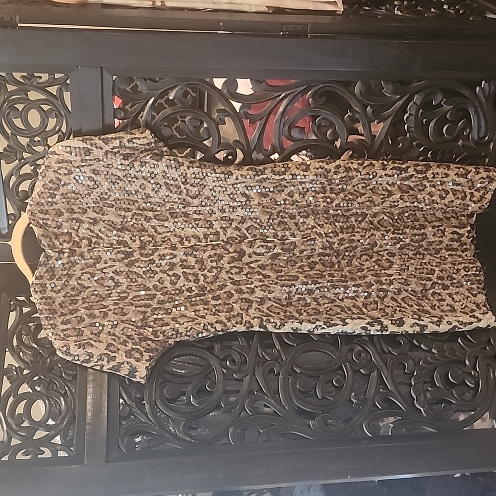 🔥Chetta B for Bergdorf Goodman Leopard Sequin Dress Size 8 EUC 🐆 - Picture 7 of 13